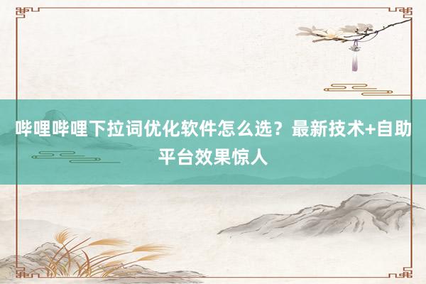 哔哩哔哩下拉词优化软件怎么选？最新技术+自助平台效果惊人