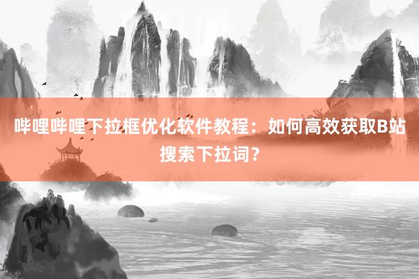 哔哩哔哩下拉框优化软件教程：如何高效获取B站搜索下拉词？