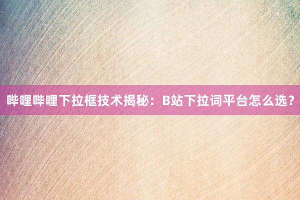 哔哩哔哩下拉框技术揭秘：B站下拉词平台怎么选？