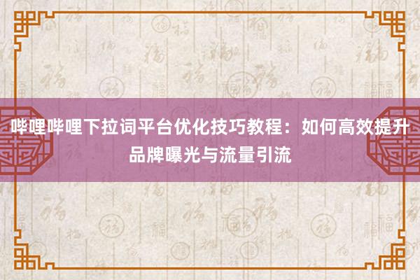 哔哩哔哩下拉词平台优化技巧教程：如何高效提升品牌曝光与流量引流