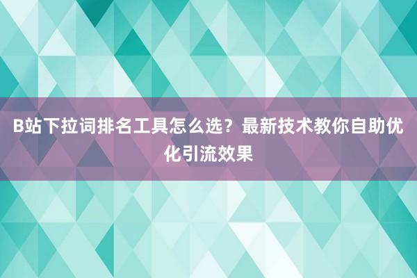 B站下拉词排名工具怎么选？最新技术教你自助优化引流效果