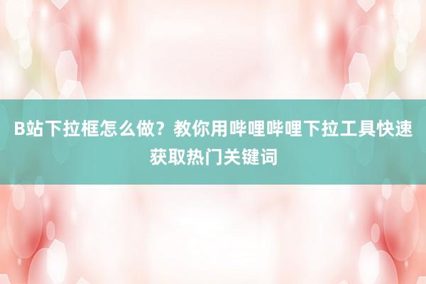 B站下拉框怎么做？教你用哔哩哔哩下拉工具快速获取热门关键词