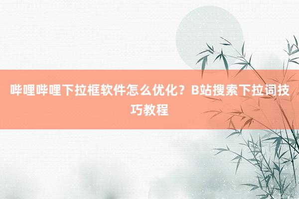 哔哩哔哩下拉框软件怎么优化？B站搜索下拉词技巧教程
