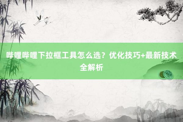 哔哩哔哩下拉框工具怎么选？优化技巧+最新技术全解析