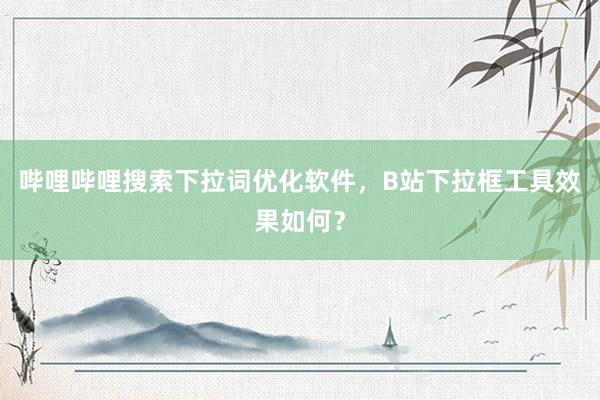 哔哩哔哩搜索下拉词优化软件，B站下拉框工具效果如何？