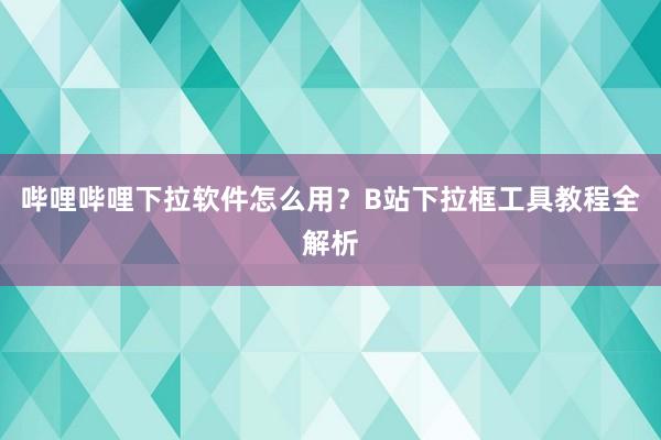 哔哩哔哩下拉软件怎么用？B站下拉框工具教程全解析