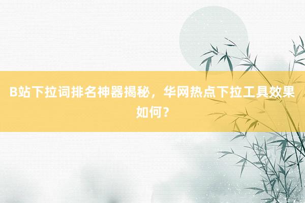 B站下拉词排名神器揭秘，华网热点下拉工具效果如何？