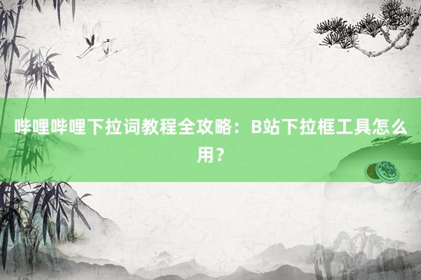 哔哩哔哩下拉词教程全攻略：B站下拉框工具怎么用？
