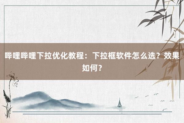 哔哩哔哩下拉优化教程：下拉框软件怎么选？效果如何？