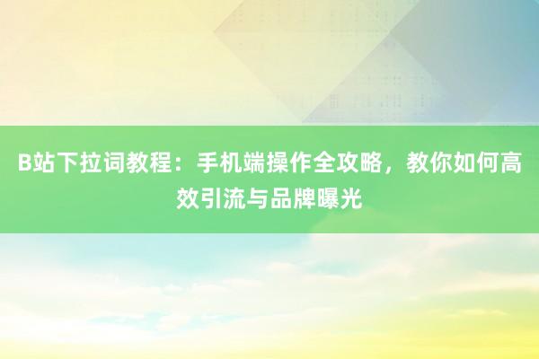 B站下拉词教程：手机端操作全攻略，教你如何高效引流与品牌曝光