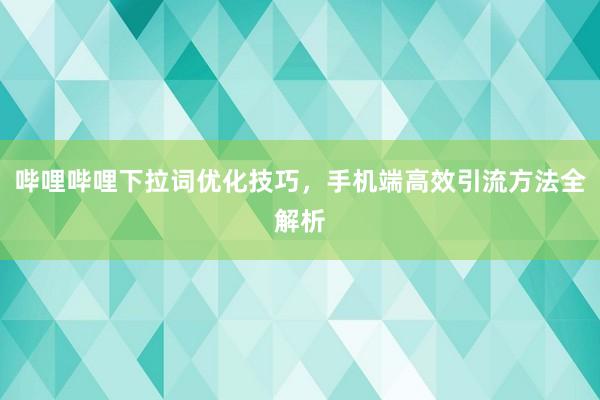 哔哩哔哩下拉词优化技巧，手机端高效引流方法全解析