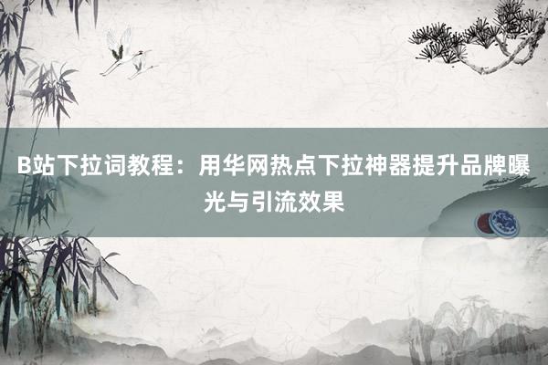 B站下拉词教程：用华网热点下拉神器提升品牌曝光与引流效果
