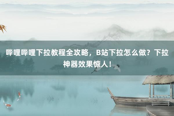 哔哩哔哩下拉教程全攻略，B站下拉怎么做？下拉神器效果惊人！