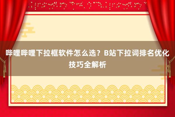哔哩哔哩下拉框软件怎么选？B站下拉词排名优化技巧全解析