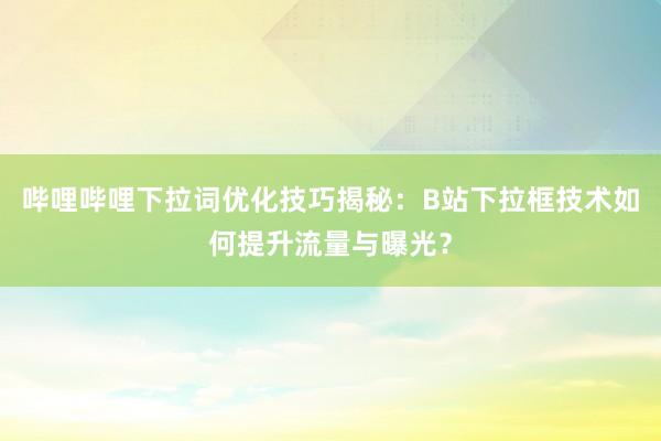哔哩哔哩下拉词优化技巧揭秘：B站下拉框技术如何提升流量与曝光？