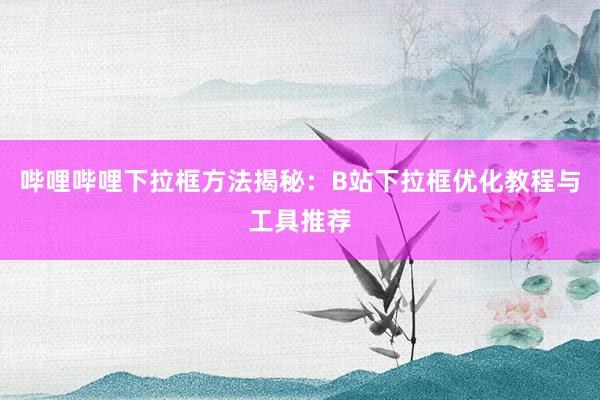 哔哩哔哩下拉框方法揭秘：B站下拉框优化教程与工具推荐