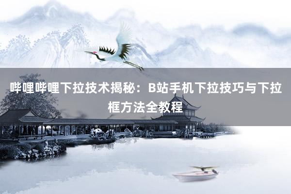 哔哩哔哩下拉技术揭秘：B站手机下拉技巧与下拉框方法全教程