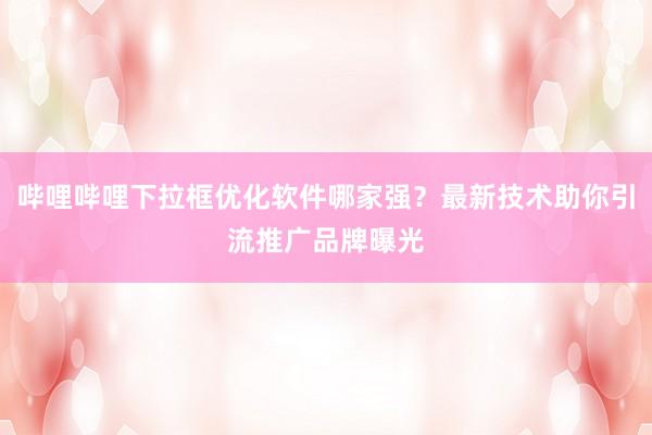 哔哩哔哩下拉框优化软件哪家强？最新技术助你引流推广品牌曝光
