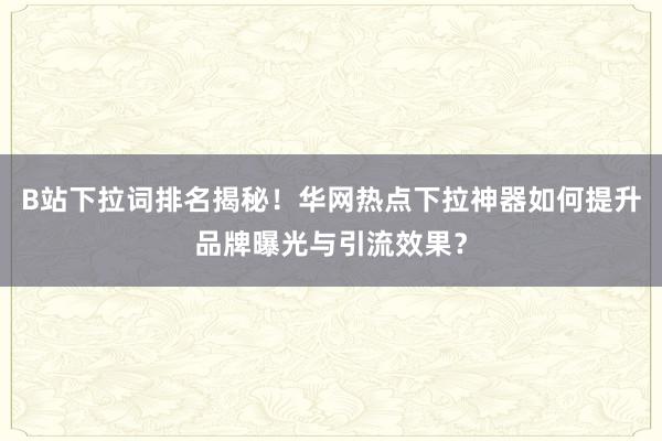 B站下拉词排名揭秘！华网热点下拉神器如何提升品牌曝光与引流效果？
