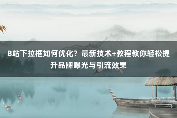 B站下拉框如何优化？最新技术+教程教你轻松提升品牌曝光与引流效果