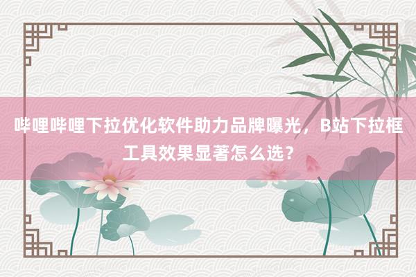 哔哩哔哩下拉优化软件助力品牌曝光，B站下拉框工具效果显著怎么选？