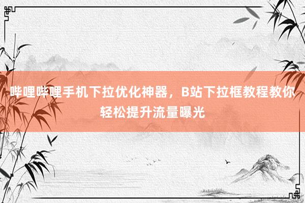 哔哩哔哩手机下拉优化神器，B站下拉框教程教你轻松提升流量曝光