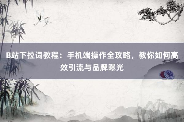 B站下拉词教程：手机端操作全攻略，教你如何高效引流与品牌曝光