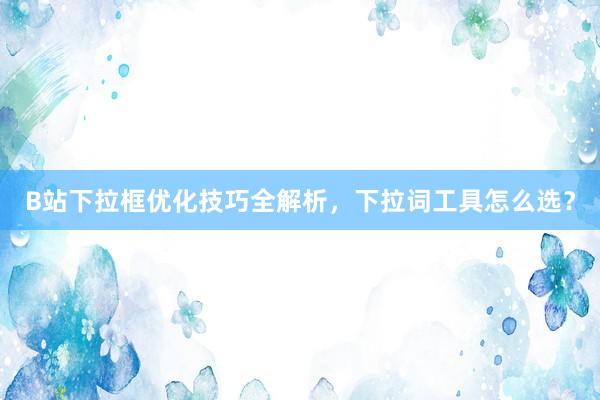 B站下拉框优化技巧全解析，下拉词工具怎么选？