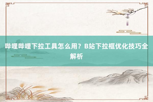 哔哩哔哩下拉工具怎么用？B站下拉框优化技巧全解析