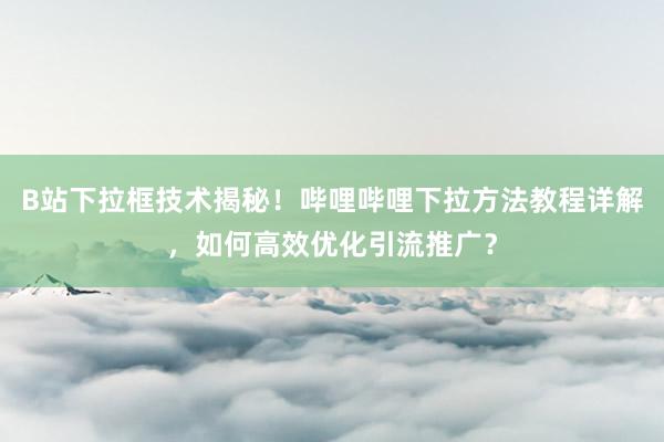 B站下拉框技术揭秘！哔哩哔哩下拉方法教程详解，如何高效优化引流推广？