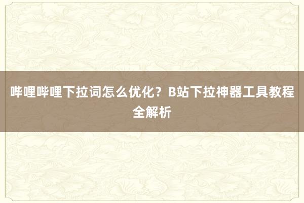 哔哩哔哩下拉词怎么优化？B站下拉神器工具教程全解析