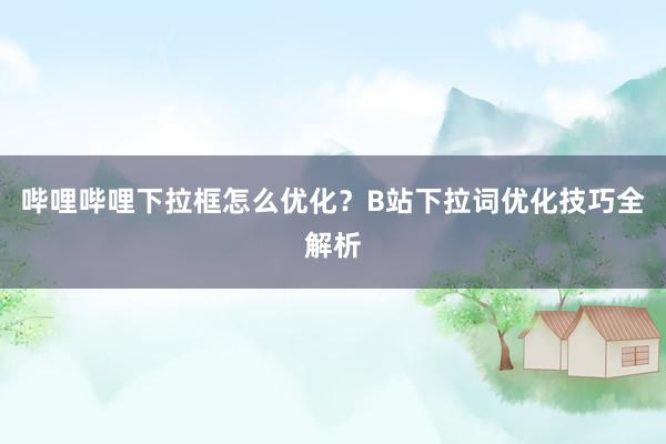 哔哩哔哩下拉框怎么优化？B站下拉词优化技巧全解析