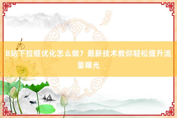 B站下拉框优化怎么做？最新技术教你轻松提升流量曝光