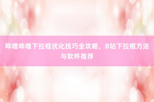 哔哩哔哩下拉框优化技巧全攻略，B站下拉框方法与软件推荐
