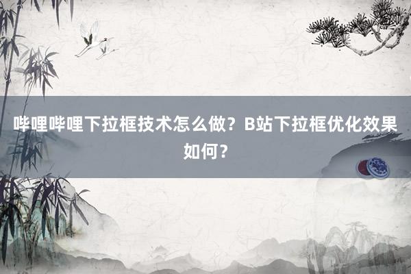 哔哩哔哩下拉框技术怎么做？B站下拉框优化效果如何？