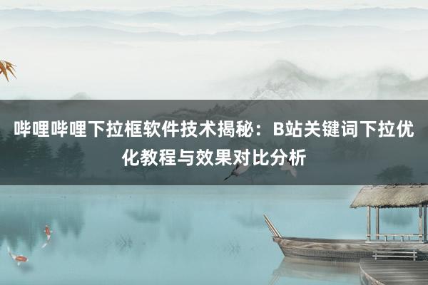哔哩哔哩下拉框软件技术揭秘：B站关键词下拉优化教程与效果对比分析