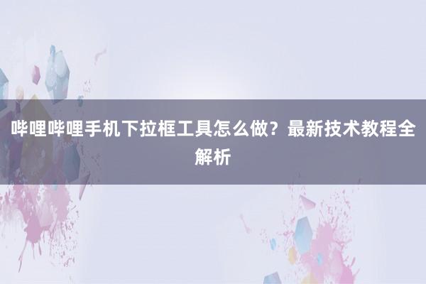 哔哩哔哩手机下拉框工具怎么做？最新技术教程全解析