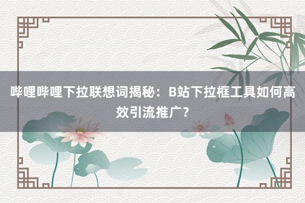 哔哩哔哩下拉联想词揭秘：B站下拉框工具如何高效引流推广？