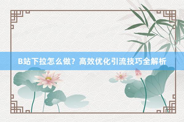B站下拉怎么做？高效优化引流技巧全解析