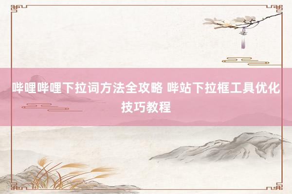 哔哩哔哩下拉词方法全攻略 哔站下拉框工具优化技巧教程