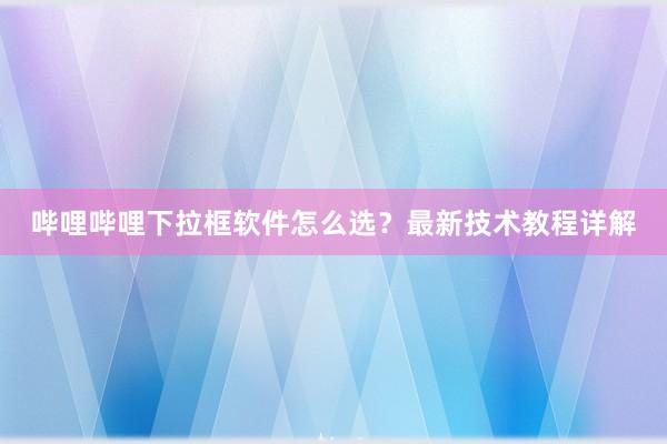 哔哩哔哩下拉框软件怎么选？最新技术教程详解