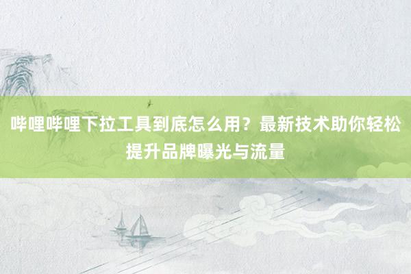 哔哩哔哩下拉工具到底怎么用？最新技术助你轻松提升品牌曝光与流量