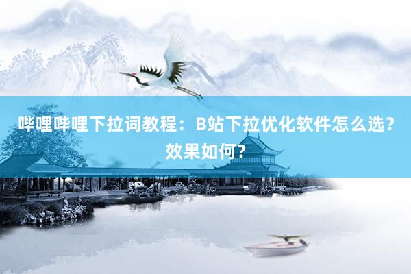 哔哩哔哩下拉词教程：B站下拉优化软件怎么选？效果如何？