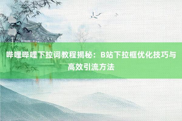 哔哩哔哩下拉词教程揭秘：B站下拉框优化技巧与高效引流方法