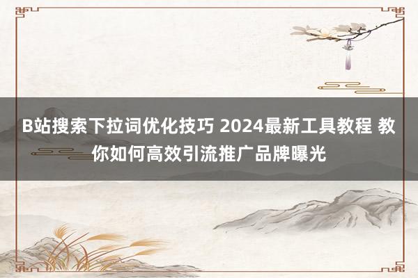 B站搜索下拉词优化技巧 2024最新工具教程 教你如何高效引流推广品牌曝光