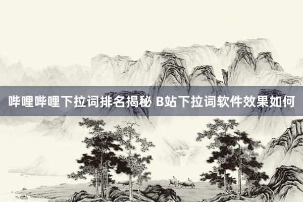 哔哩哔哩下拉词排名揭秘 B站下拉词软件效果如何