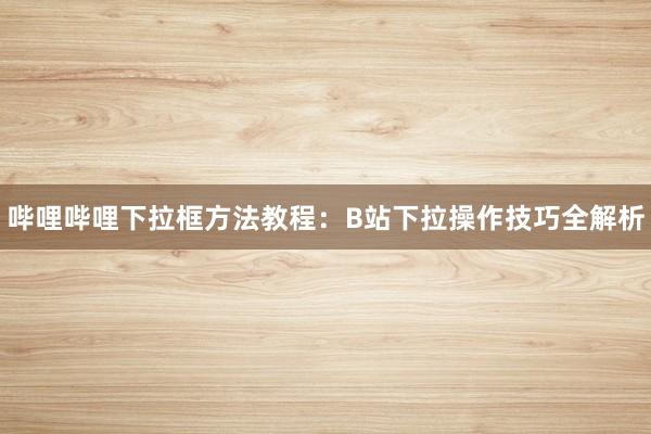 哔哩哔哩下拉框方法教程：B站下拉操作技巧全解析