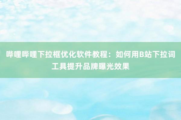 哔哩哔哩下拉框优化软件教程：如何用B站下拉词工具提升品牌曝光效果