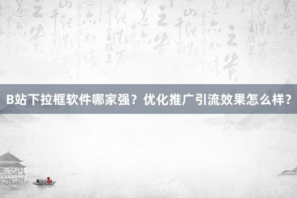 B站下拉框软件哪家强？优化推广引流效果怎么样？