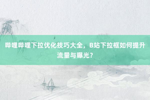 哔哩哔哩下拉优化技巧大全，B站下拉框如何提升流量与曝光？